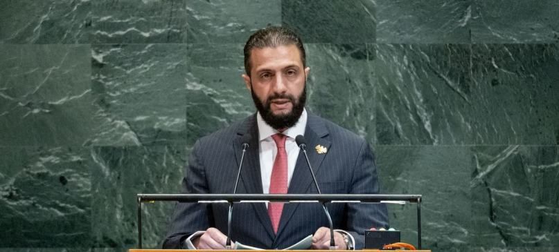 Le Président de la République arabe syrienne, Ahmad Al-Sharaa, s’exprime lors du débat général de la quatre-vingtième session de l’Assemblée générale.